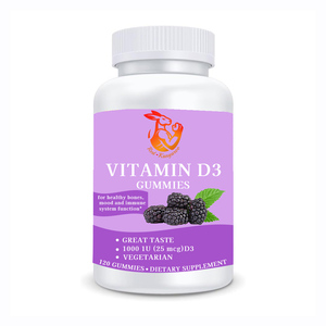 Gommes à mâcher à haute teneur en vitamine D3 avec fer 25 mcg, complément de vitamine D3 pour la santé des os, favorisent la fonction immunitaire - Product Image 1