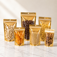 En stock, sac en mylar transparent avec fermeture éclair, debout, 100g 200g 300g, sacs d'emballage métalliques, sachet en aluminium, emballage alimentaire pour noix