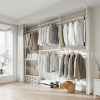 Système de poteaux de garde-robe pliable pour chambre à coucher, placard Portable debout, armoire de placard en métal pliable et ouverte