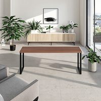 Table basse rectangulaire moderne extensible et convertible, cadre en métal, base en acier, surface en bois MFC, décoration de salon