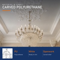 Moulure de plafond en PU sculptée, style français de luxe léger, ensemble de roses de plafond, panneau central de plafond, 27-180 cm, couleur personnalisée, OEM
