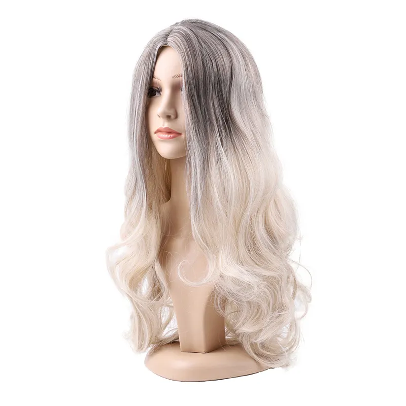 Su dalga sentetik saç peruk mat tam dantel ucuz toptan 10 renkler beyaz kadınlar için elastik dantel uzun saç peruk 65cm