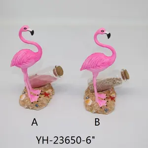 Custom Hars Standbeeld Decor Huis Roze Flamingo Zand Bol Waterbol Sneeuwbol