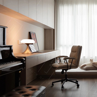 Bibliothèque en bois à panneaux plats avec bureau intégré, écologique, durable, multifonction, mobilier de bureau à domicile pour espaces compacts