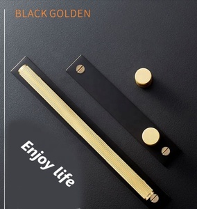 Low Price High Quality American Style Nordic <strong>Black</strong> Gold Cabinet <strong>Door</strong> Knurled Handle Brass - Product Image 1