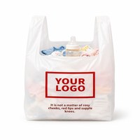Sac en plastique PE pour supermarché et restaurant, avec logo personnalisé, pour l'emballage et le transport de courses en magasin d'alimentation, type sac T-shirt