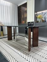 Ensemble de table et de chaises de salle à manger carrées en pierre frittée, style minimaliste italien moderne, luxe haut de gamme, meubles pour la maison et les hôtels