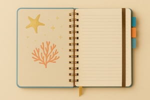 Cuaderno Espiral con Diseño de Flor Lunar en Relieve de Cuero, Papelería Estética con Portaplumas y Separadores - Product Image 3