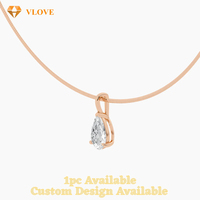 Collar con Colgante de Diamante Cultivado en Laboratorio con Corte de Pera VLOVE, 1-3 Quilates, Color D VVS, Oro Sólido de 10K, 14K, 18K, Joyería Personalizada para Mujer