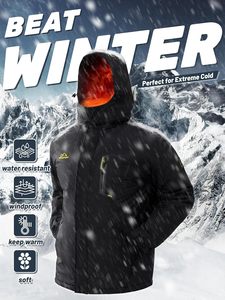 Men's Winter Skiing Varsity <strong>Jacket</strong> 100% Cotton Windproof Water Resistant Insulated Thermal Fleece Zipper Closure Front Casual - Product Image 1