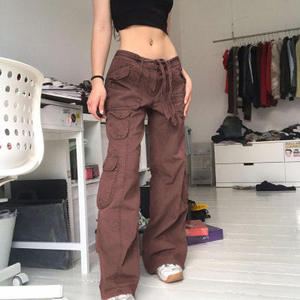 Nouveau Style Street Wear Low Draw Cord Taille Pantalon Baggy Cargo Parachute Pantalon Casual Femmes Pantalon - Product Image 6
