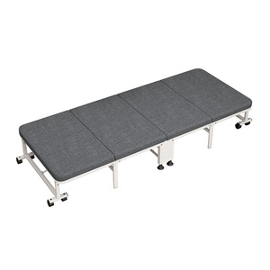 Lit pliant portable Myb 8861 à quatre sections pour adultes, avec dossier réglable, idéal pour la maison, le camping, les siestes, pour enfants, adultes et personnes âgées - Product Image 1