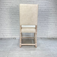 Chaises de salle à manger classiques en bois massif sculpté, avec dossier long, en lin, durables et personnalisables pour restaurants professionnels