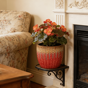 Pot de fleurs en céramique de style américain, motif feuille rouge-or émaillé, avec trou de drainage – Jardinière écologique et durable pour le jardin - Product Image 3