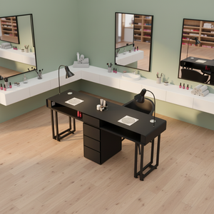 Table de <span class=keywords><strong>manucure</strong></span> professionnelle noire pour salon de beauté, moderne, économique, durable, en métal, <span class=keywords><strong>avec</strong></span> prise de charge intégrée et <span class=keywords><strong>aspirateur</strong></span> - Product Image 1