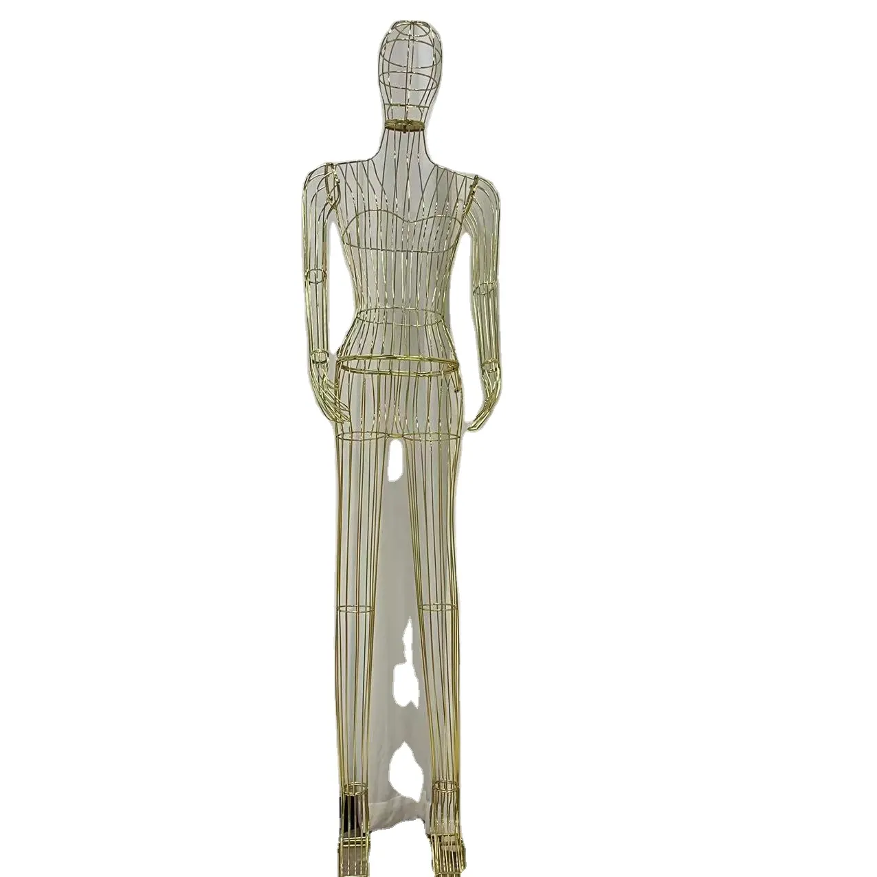 金属線胴体調節可能な女性マネキン女性ゴールデン回転ディスプレイスタンドファッションディスプレイ/服ウィンドウディスプレイ10個