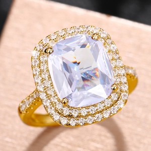 Anello con design quadrato rosa, anello classico da donna - Product Image 1