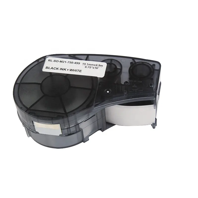 Cinta de impresora etiqueta Compatible para Brady M21-750-499 cinta 19,1mm negro sobre blanco de Nylon de la cinta de etiqueta