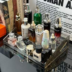 Ripiano in acrilico a 3 livelli in acrilico trasparente profumo organizzatore espositore scaffali per la cura della pelle Organizer per oggetti da collezione - Product Image 5