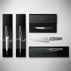 Caja de Regalo Minimalista Blanca de Lujo Personalizada, Juego de Cuchillos de Cocina Japoneses, Embalaje con Serigrafía y Laminado Mate - Product Image 2