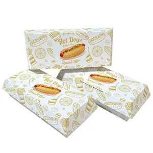 Offre Spéciale de boîte d'emballage jetable de qualité alimentaire boîte de plateau de hot-dog en papier snack fromage boîte chaude de bâton de hot-dog