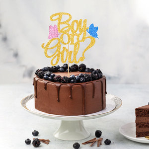 Décoration de gâteau à paillettes bleu-rose-or, garçon/fille, baptême, fête de bébé, fournitures pour fête de bébé - Product Image 4