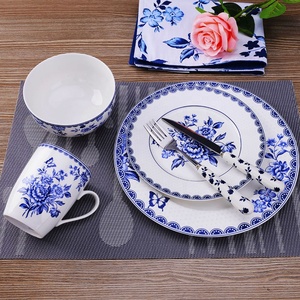 Vintage Blue Dinnerware Set Porcelain Tableware Dinner Set Plates Sets - Product Image 3