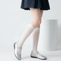 Chaussettes pour femmes, bas en maille sans couture, compression, mi-hautes, mélange de viscose, fines, amincissantes, style JK, respirantes, douces et confortables