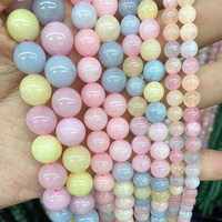 Perles rondes en morganite, pierres naturelles polies, accessoires pour la fabrication de bijoux, nouveautés, vente directe d'usine