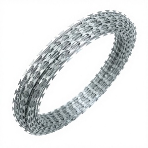 ลวดหนามเหล็กคุณภาพสูง 400 ม. 500 ม. แบบม้วน ชุบกัลวาไนซ์แบบจุ่มร้อนเคลือบพีวีซี ราคาประหยัด สำหรับป้องกันในเรือนจำ - Product Image 2