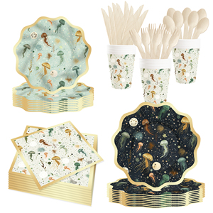 ชุดจานกระดาษลายปลาและแมงกะพรุนแบบกำหนดเอง DAMAI ชุดภาชนะใส่อาหารแบบใช้แล้วทิ้งสำหรับงานเลี้ยงวันเกิดเด็กธีมทะเล - Product Image 4