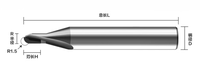 Usine professionnelle simple cannelure aluminium CNC BITS PCD diamant boule nez dédié carbure fraises en bout ODM OEM personnalisé
