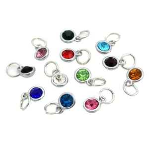 12PCS/Lot Birthday Stone Dangles Floating Charm Locket Pendant Necklace for DIY Necklaces Making Jewelry Accessories