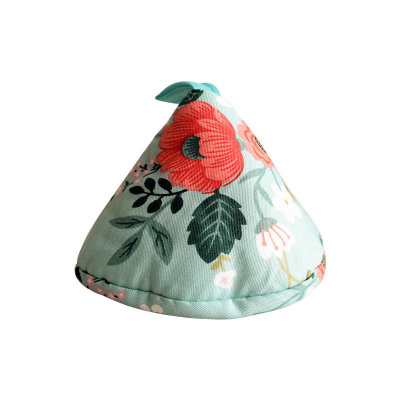 ถุงมือลายดอกไม้สีเขียว