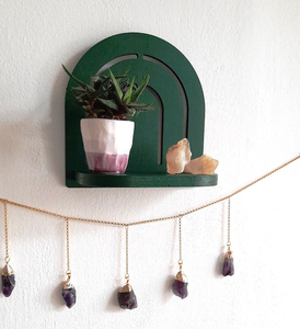 Regenboog Houten Rek Muur Opknoping Decor Kleine Plant Muur Plank Kristal Display Hout Drijvende Muur Plant Plank