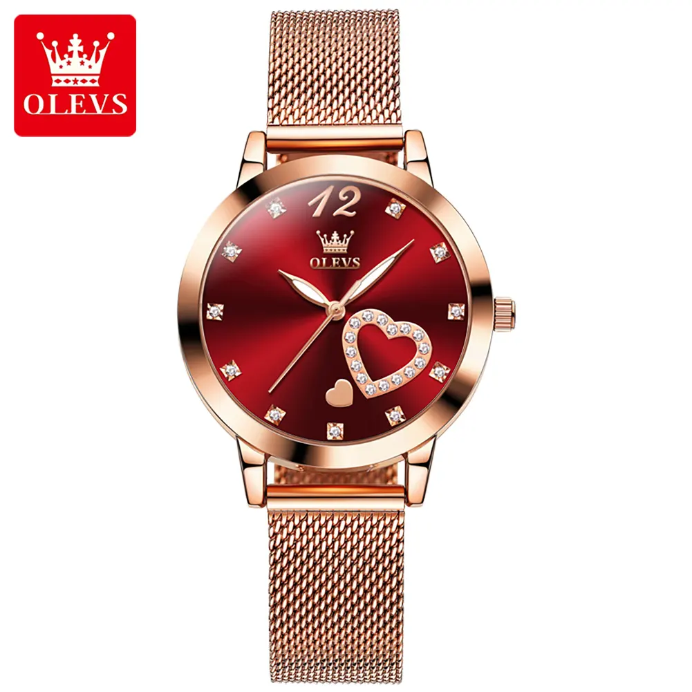 OLEVS 5189 jam tangan kuarsa wanita jaring baja Harga Murah jam tangan Logo OEM MOQ rendah untuk wanita