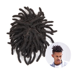 Pelucas <span class=keywords><strong>de</strong></span> cabello humano 100% rizado Afro para hombres, tupé <span class=keywords><strong>de</strong></span> <span class=keywords><strong>Rastas</strong></span>, cabello Natural para hombres negros, prótesis capilar - Product Image 1