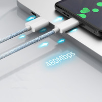 Kabel Data Pengisian Cepat USB C ke Tipe C 2M Kepang 60W 3A untuk iPhone 15