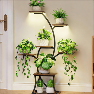 Support de plantes et lampe de culture multi-niveaux en fer stable, écologique, avec revêtement en poudre, design nordique, pour usage intérieur/extérieur - Product Image 1