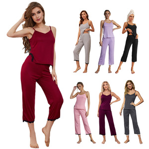 Women Sexy Homey <strong>Pyjamas</strong> Set Non-Sleeve <strong>Vest</strong> and Pants Nightwear Pajamas Plus Size Home Clothes Homewear <strong>Pyjama</strong> Set for Lady - Product Image 1