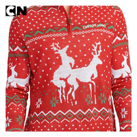 Pullover-Fabrik Maßgefertigter Großhandel Herren Lustiger Roter Acryl Viertelreißverschluss Gestrickter Pullover Hässlicher Weihnachtspullover für Erwachsene