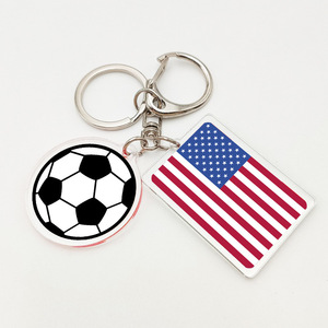 Porte-clés en acrylique 2026 Football – Souvenir drapeaux Allemagne, France, Amérique, Mexique – Pendentif de sac, ornements, cadeau promotionnel de football - Product Image 1