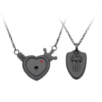 Musesure Ensemble de colliers cœur et clé en acier titane pour couple, style TikTok, chaîne de clavicule, or rose, style couple