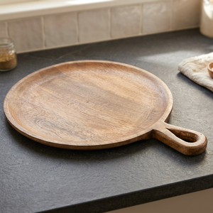 Plato de Madera Ecológico Vintage, Plato para Hornear, para Cupcakes, Té, Café, Fiestas, Forma Irregular, Diseño Grabado, Patrón Sólido - Product Image 1