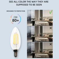 Ampoule à filament led 2W 4W C35 C35T 3000K 4000K 5000K 6500K E12/E14, scintillante