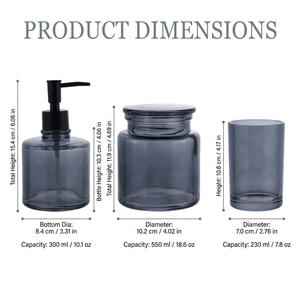 Dispensador de Jabón de Vidrio Ecológico de Lujo al por Mayor para <span class=keywords><strong>Baño</strong></span> - Negro Mate con Bomba Gris Humo, el Más Vendido para Suministros de Hotel - Product Image 2