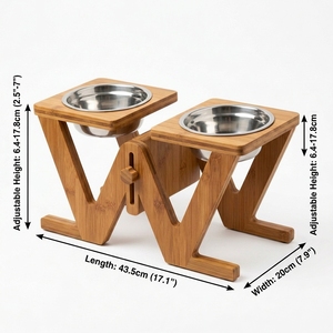 Support de gamelle réglable en bambou Grow-With-Pet, design en V, double gamelle surélevée en acier pour toutes les tailles de chiens - Product Image 3