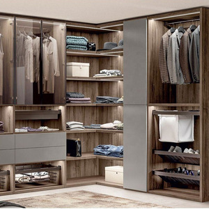 Armoire coulissante modulaire extensible en MDF au design moderne avec miroir et placard sur mesure en bois massif pour chambre et salon - Product Image 2