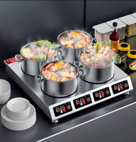 Peralatan Dapur Komersial Kompor Inframerah Multi-Fungsi 4 Tungku Kompor Inframerah Stainless Steel Kompor Inframerah Kaca Keramik
