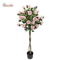 Nouveau Design Plantes 120cm Mariage Hôtel Décoration Intérieur Artificiel Multicolore Rose Arbre avec Pot En Plastique Fabricant